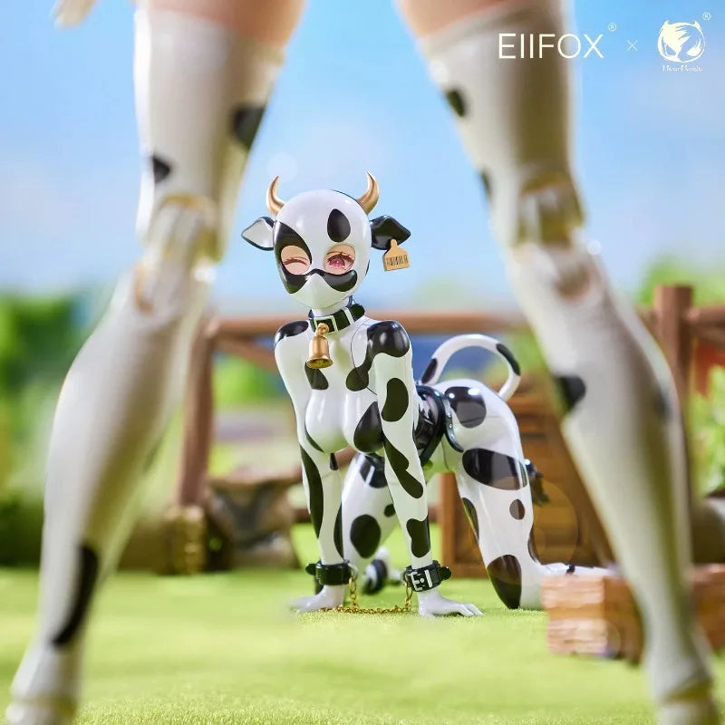 BearPanda × Eiifox Cow Pattern "MOMO" Mecha Girl 1/8 Scale Rubber-coated Articulated Figure, Gift Toy for Collection