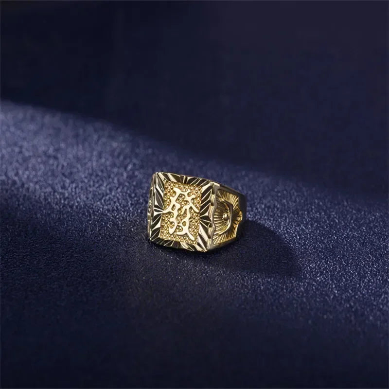 Nicht verblassender 18-karätiger Goldring für Männer, Anillos Mujer, Stein-Edelstein, echter 18-karätiger Goldschmuck, Anillos de Hiphop Origin Rings Box Bizuteria