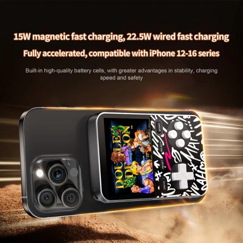 Wireless or Type-c Fast Charging 5000mAh Magnetic Absorption Mini Handheld Game Console with More Than 1500 Games