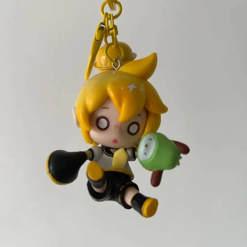 6pcs/set New Anime Hatsune Miku Rin Len Falling series Kawaii Q version Figures PVC Key Chain Bag pendant Model Toys Gifts