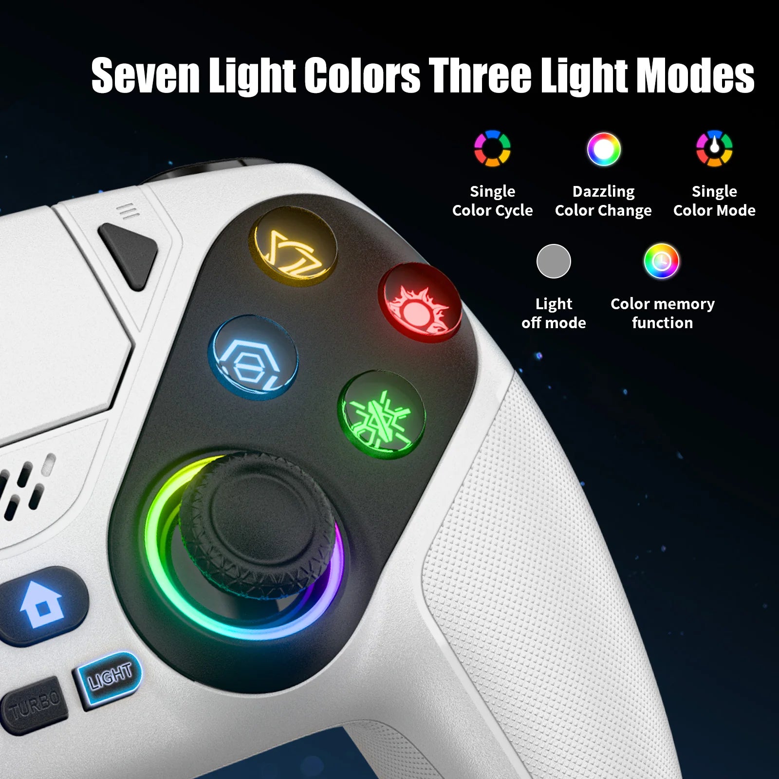 Controller for PS5/PC Gamepads Game Joystick Handle W/ RGB Light Hall Effect Triggers Turbo Vibration Touch Programmable Button