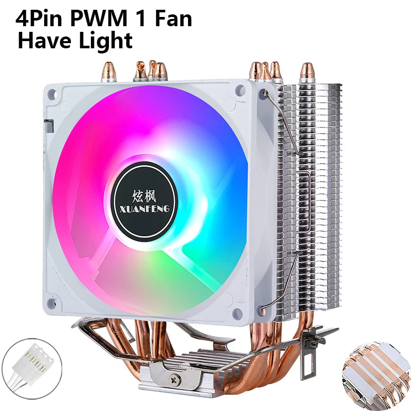 XUANFENG CPU Cooler Fan Computer x79 x99 Processor 2/4/6 Heat pipe 4pin/PWM Compatible LGA2011-3 2066 115x 1200 1700 AMD AM4 AM5