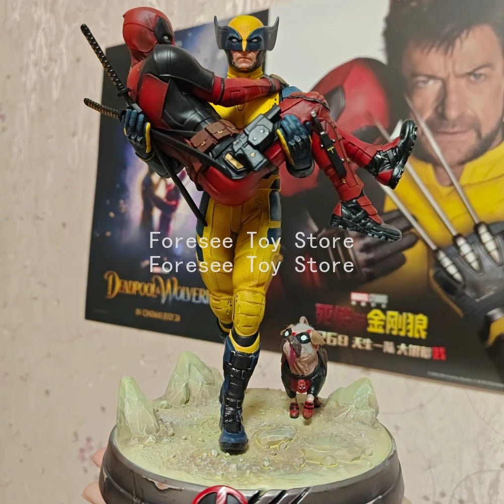 Wolverine Deadpool Anime Figure 1/4 Marvel Cuddle Collection Model Comics Figure Resin Desktop Ornament Gifts Children Toys