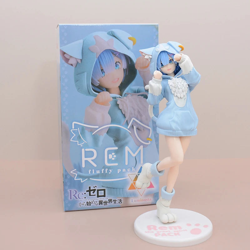 22см Re:ZERO Стартиране на живот в друг свят Ram/Rem Аниме момиче Фигурка Пухкав пакет Ram/Rem Екшън фигурка за възрастни Модел играчки Подаръци