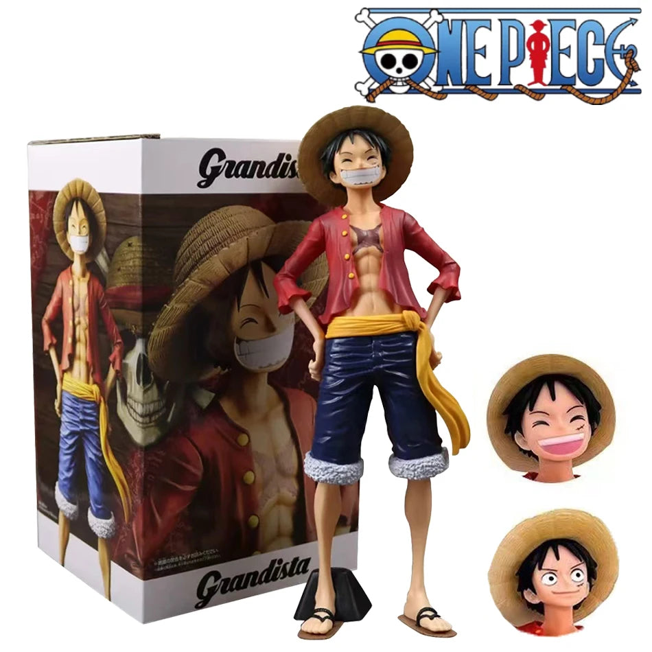Anime One Piece Figur Selbstbewusster, lächelnder Luffy Drei Formen Gesichtswechsel Gezeiten Spiel Ornamente Sammlermodell Puppe Dekoration Spielzeug