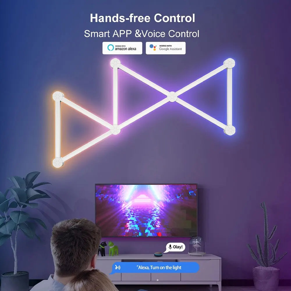 LED Smart Wall Lamp RGBIC Light Bar DIY Atmosphere Night Light APP Music Rhythm TV Backlight Bedroom Game Room Decoration