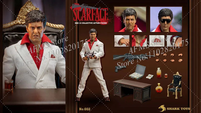 Shark Toys 002 1/12 Scale Collectible Figure Scarface Tony Montana Al Pacino Full Set  6" Men Soldier Action Figure Dolls Toys