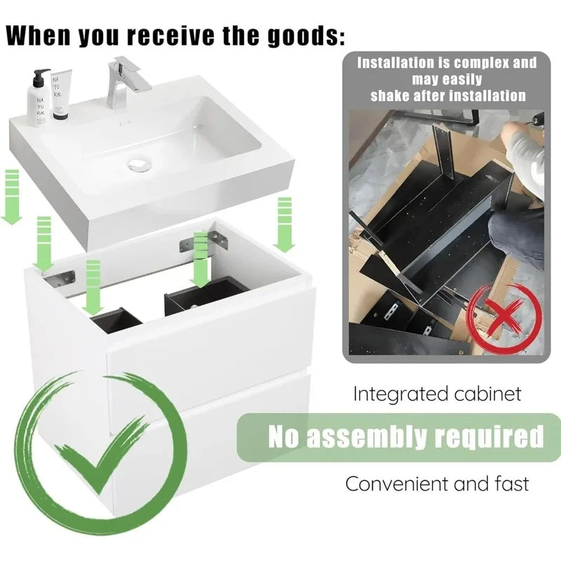 30 Inch Bathroom Vanity with Sink, Modern Small Bathroom Storage, Includes Overflow Feature