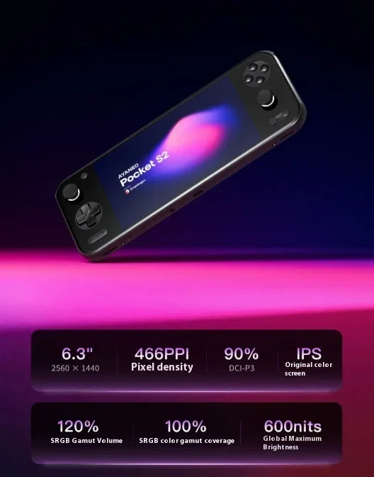 AYANEO Pocket S2 Pro Game Console 6.3Inch 2K IPS Screen Portable Consoles RGB TMR Joystick Hall-Effect Trigger Handheld Console