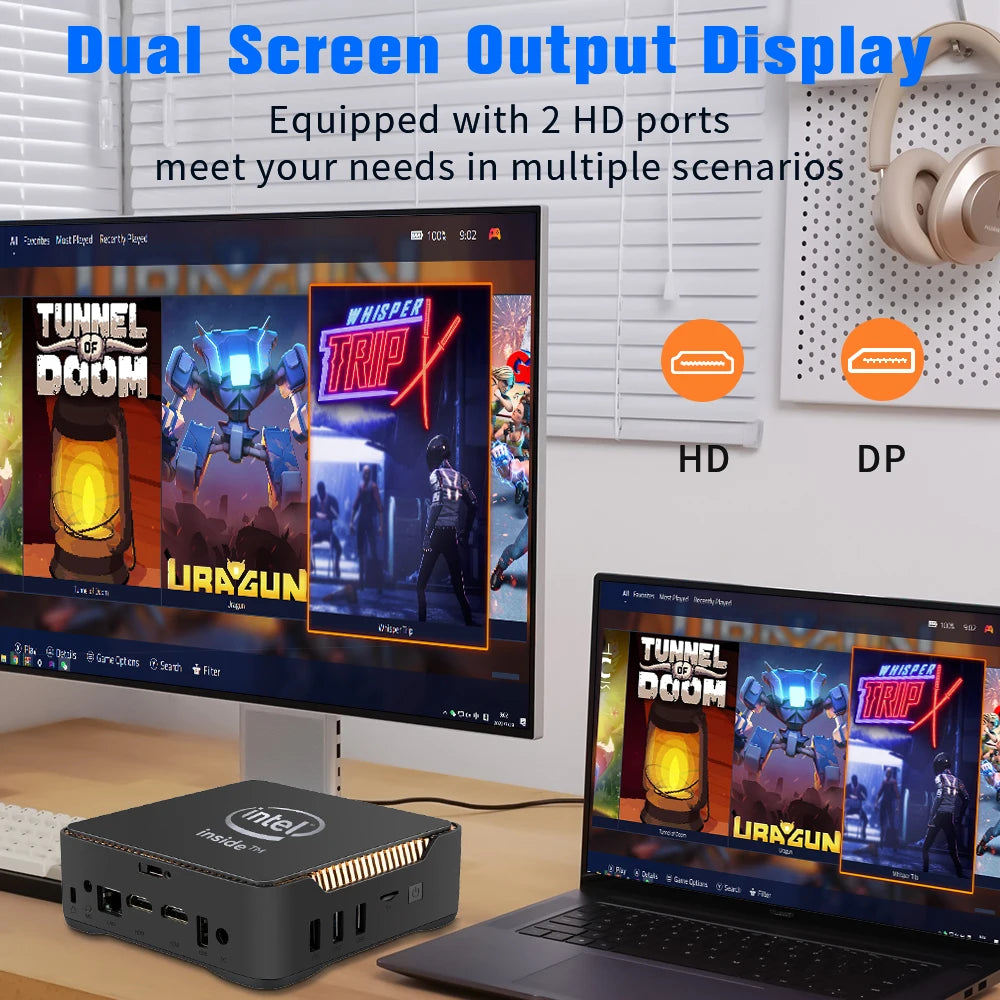 Retro-Videospielkonsole WIN 11 Pro &amp; Batocera OS N100 MINI PC Box 2TB Festplatte 52000+ Spiele 80+ Emulatoren für PS3/PS2/PS1/WII