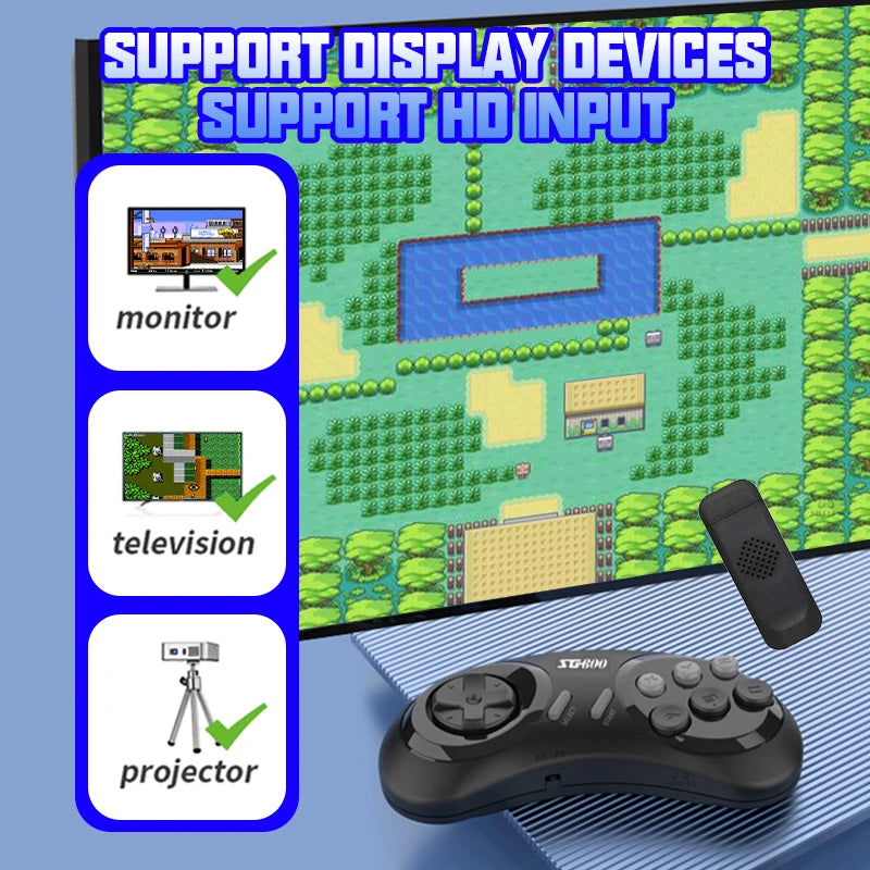4K Retro Game Console Wireless Console 2.4G Built-in 5000 Classic Games Controller Gamepad Video Stick for Sega Mega Drive