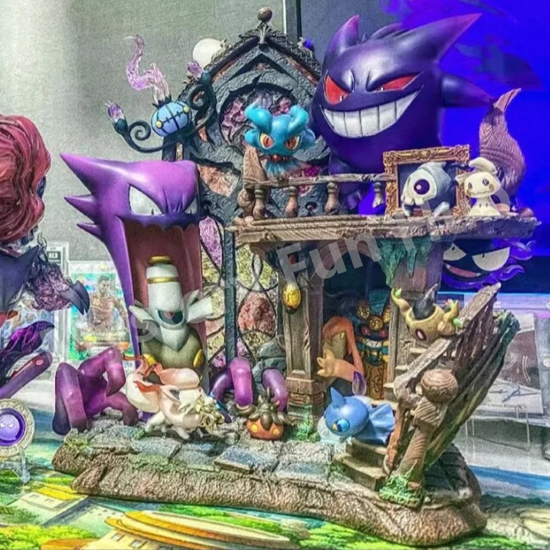 PokeMon Type Series Figure Ghost Type Figurine Complete Collection - Gengar Haunter Gastly Mimikyu Duskull Statue Gk Model Toys