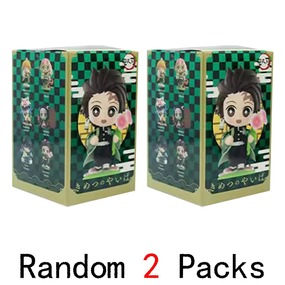 Anime 6Pcs/Set Q Version Demon Slayer Figurine  Boxed Model Ornament Accessory Cartoon Movability Kits Mascot Kid Toy Gift