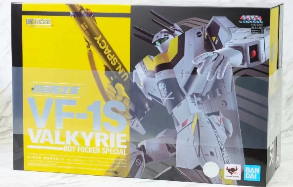 【Original】BANDAI DX Chogokin Macross VF-1S Valkyrie (Roy Focker Special) Mecha-Complete 1/48 Action Figure Model Toy