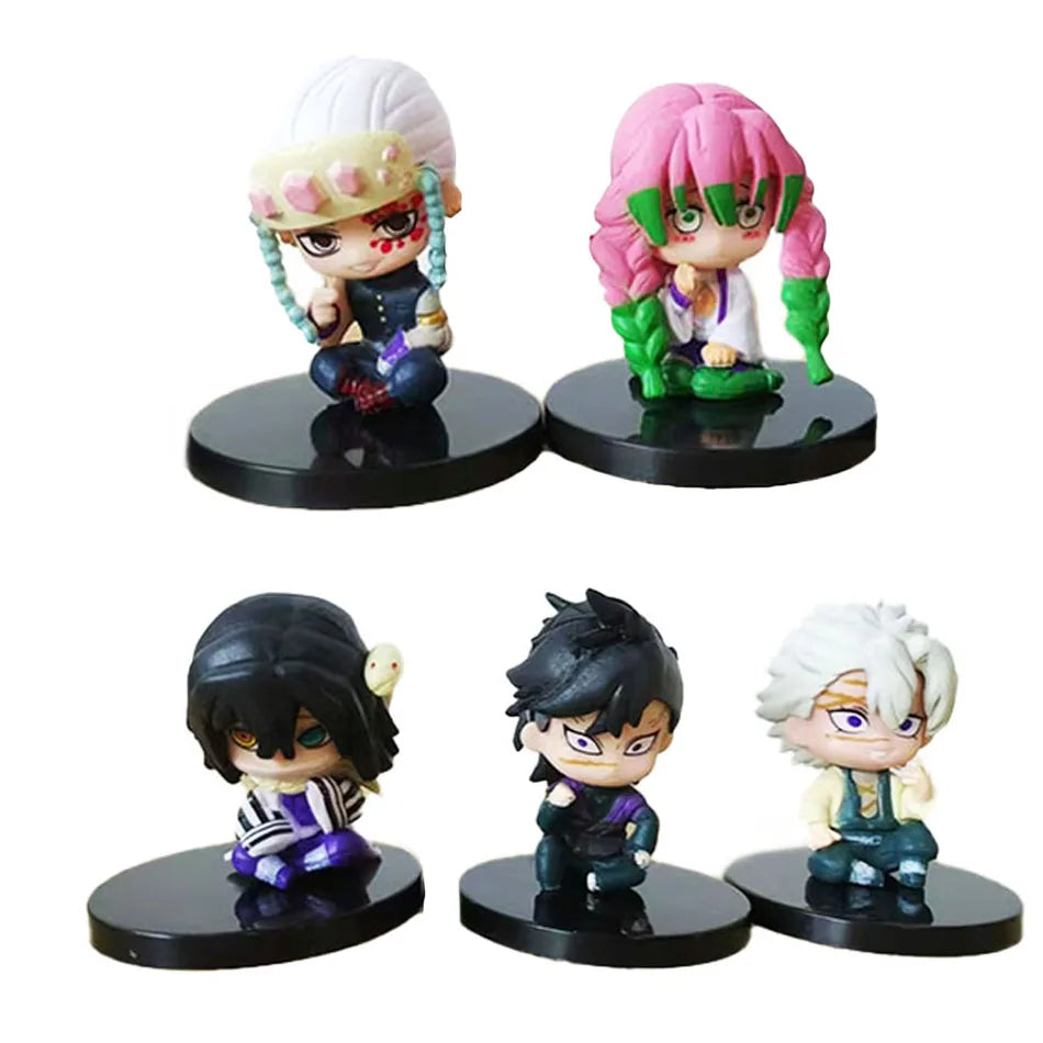 Hot Q Version Demon Slayer Sitting Ghost Doll Tanjiro Nidouzi Inosuke Zenizu Figure Action Figure Movie Model Toys Doll