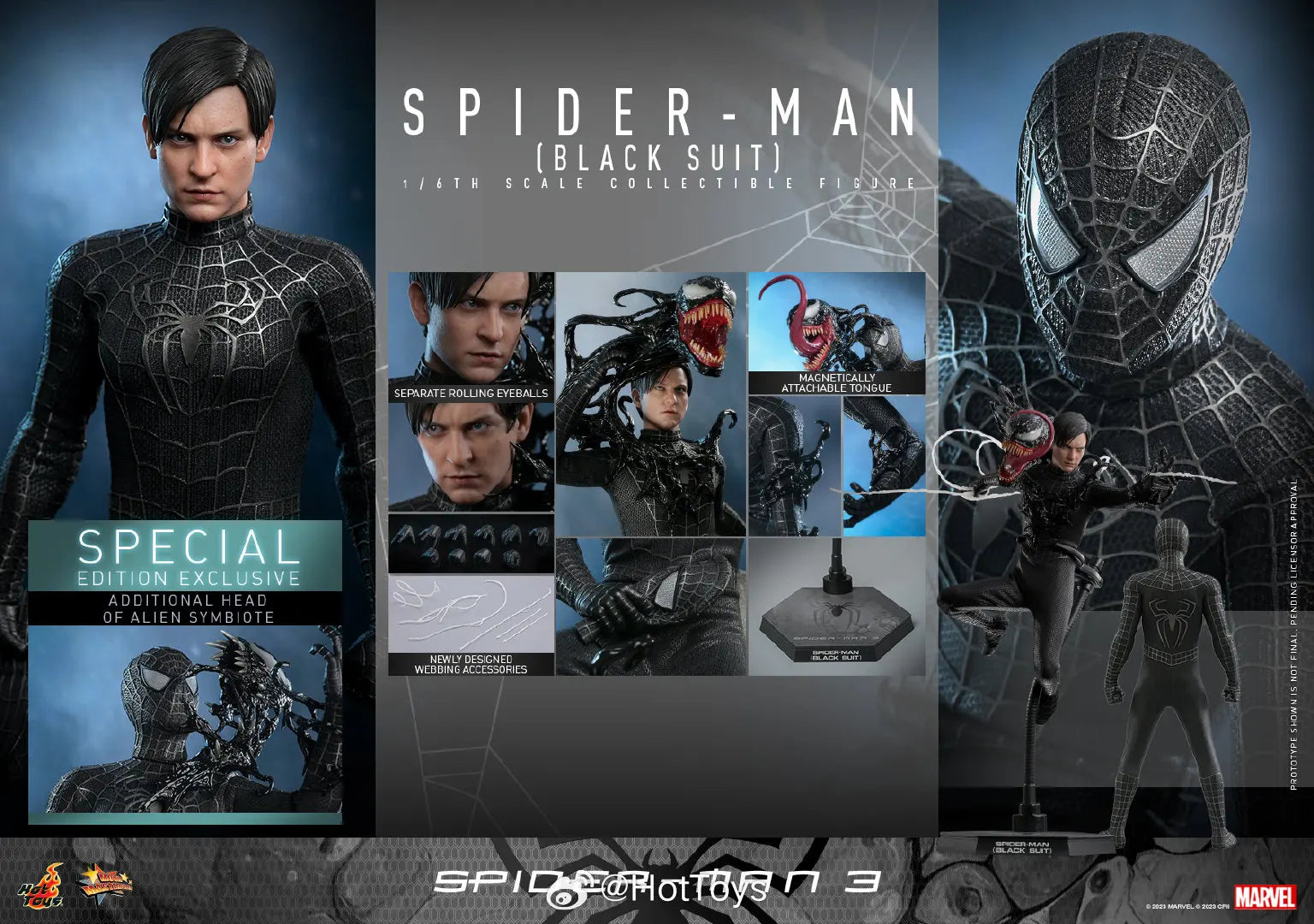 In Stock Hot Toys Spider-Man Tobey Black Suit VIP Special Edition Collectible Action Figure Anime Models Toy Doll gift