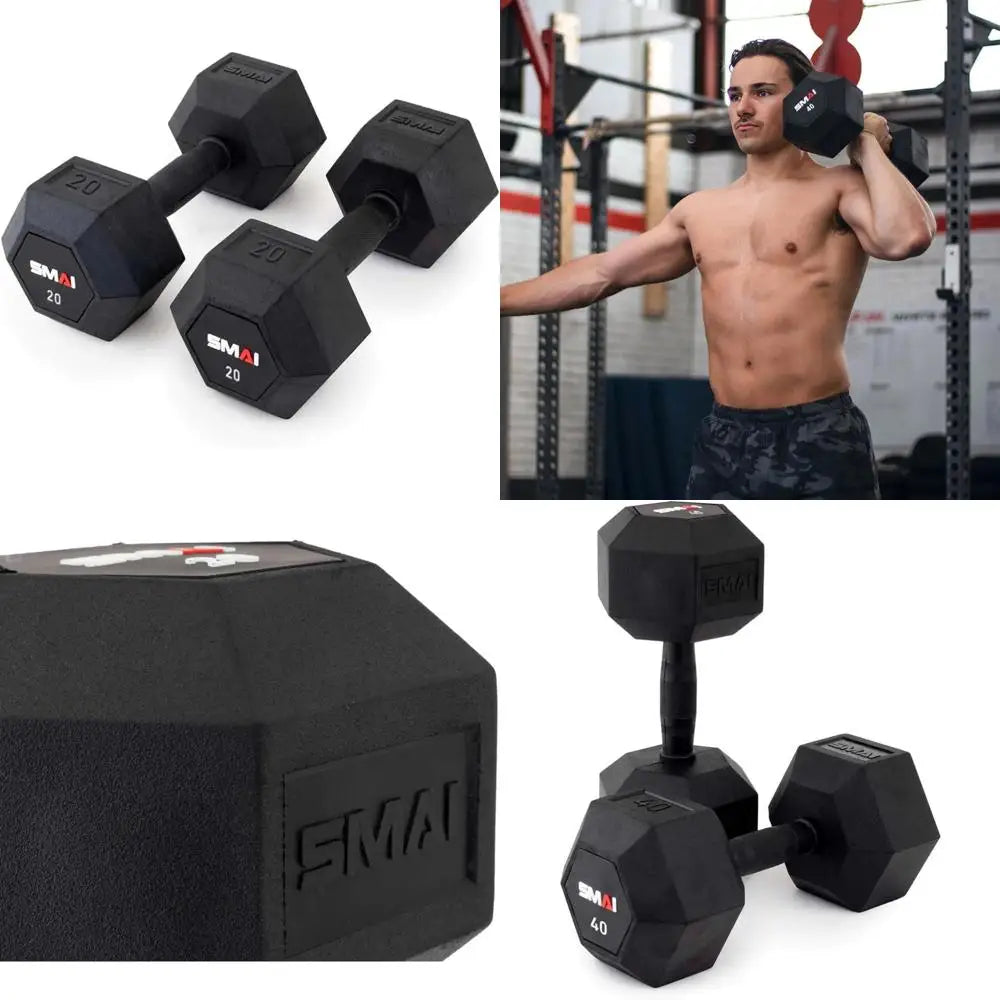 SMAI Rubber Hex Dumbbells: Hochwertiges Fitnessgerät für das Krafttraining zu Hause – Geeignet für Männer und Frauen, Space