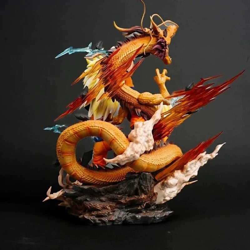 Dragon Ball Anime Super Saiyan Dragon Fist Super Three Goku Father And Son Model Handmade Ornament Statue Collection Toy Gift