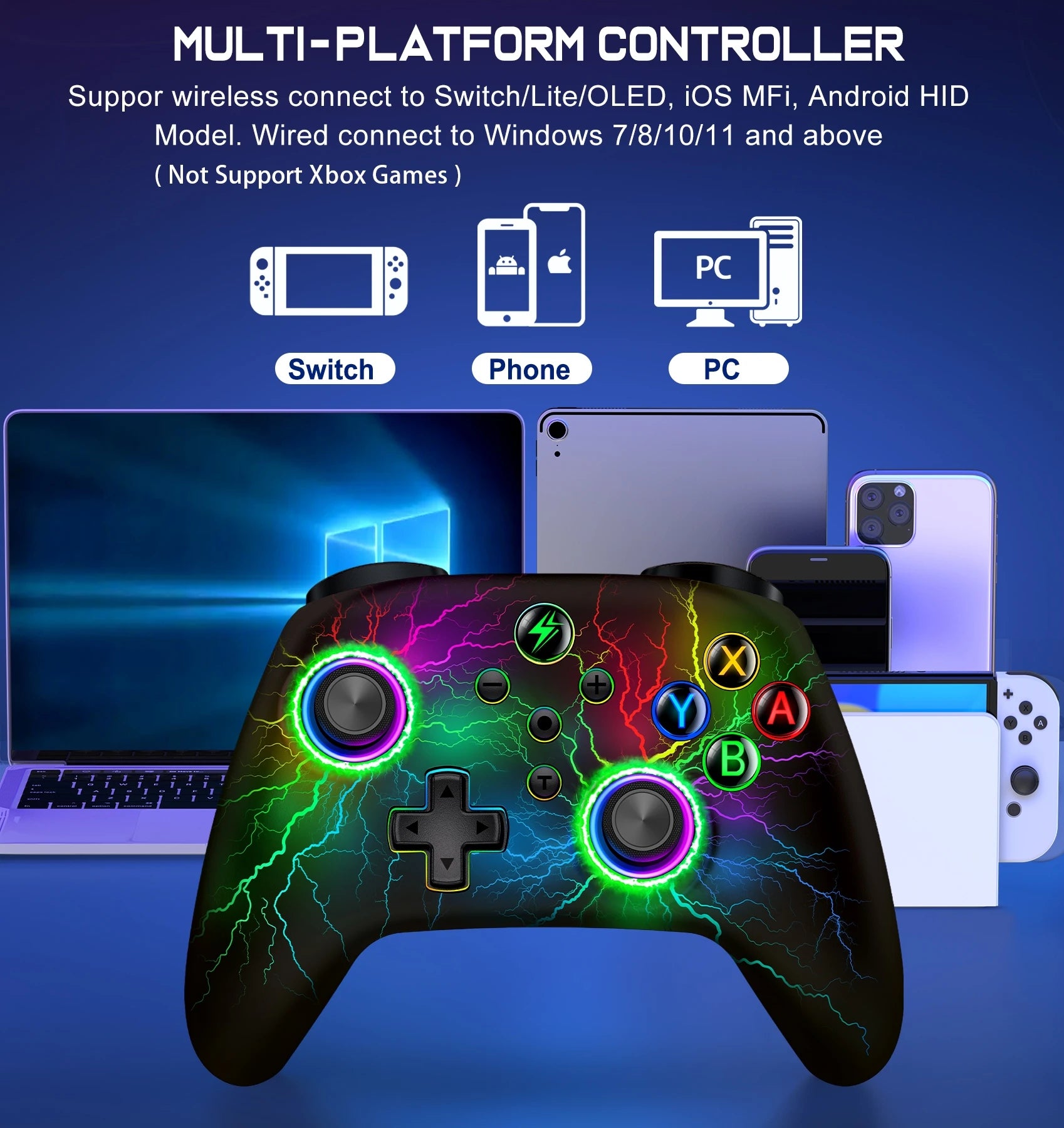 DinoFire Wireless Controller For Nintendo Switch OLED  Pro Gamepad for Switch Lite with 1000Mah Rechargeable Battery