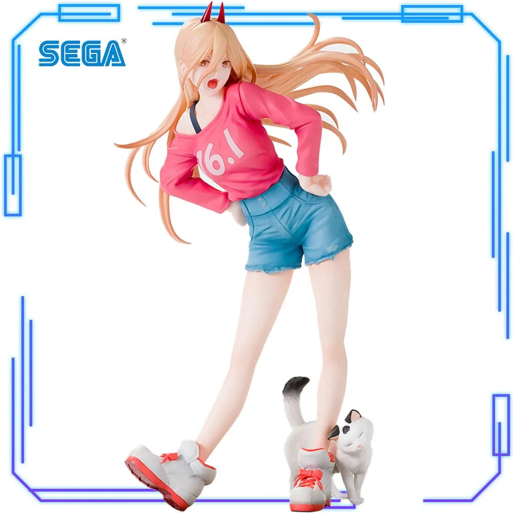 In Stock SEGA Original Genuine Chainsaw Man Nyaako Power Luminasta 22cm Anime Girl Collections Model Toy Figures Birthday Gift