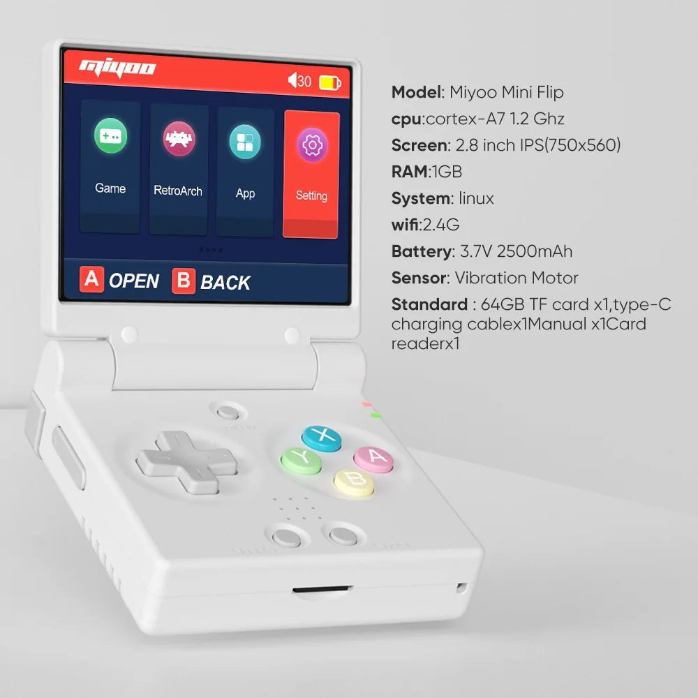 AMPOWN Miyoo Mini Flip Open Source Handheld Retro Arcade Game Console Portable Gaming Player For Retro Gamers Travel Home Use