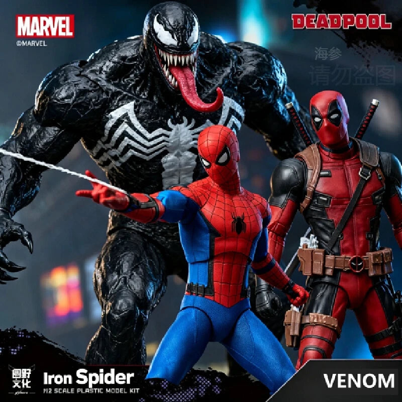 Fondjoy Genuine 1/12 Comic Edition Venom Action Figures Marvel Red And Blue Suit Spider Man Assembled Model Deadpool Boy'S Gift
