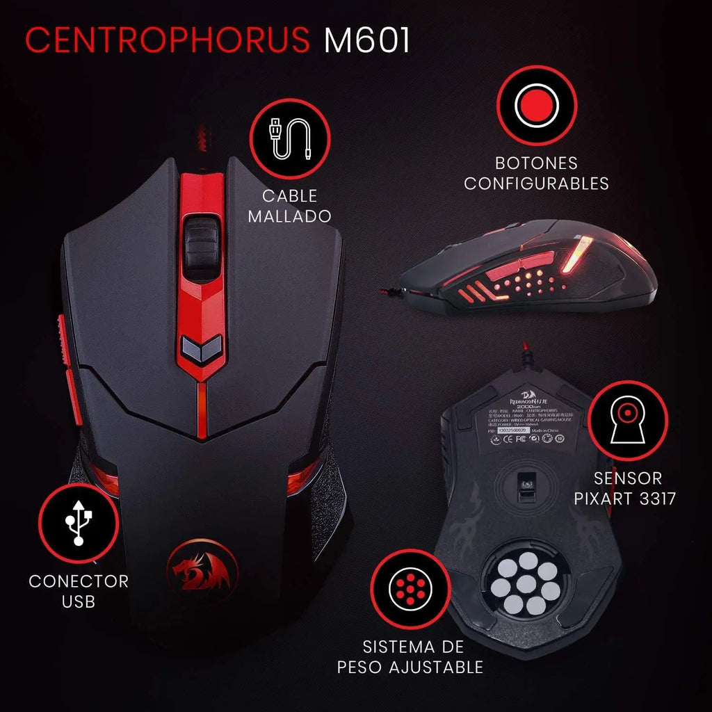 Redragon S101 Gaming-Tastatur, M601 Maus, RGB-Gaming-Tastatur mit Hintergrundbeleuchtung, programmierbare Maus mit Hintergrundbeleuchtung, Value Combo Set