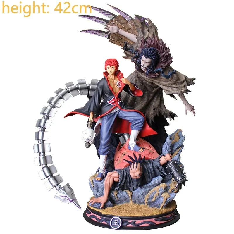 Gk Naruto Shippuden Anime 35 Cm Action Figure - Kurama Chakra Mode With Sasuke Itachi Statue Collection Toy Kyuubi Figma