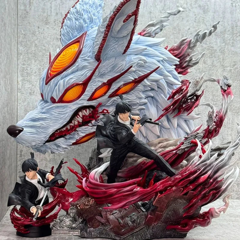 Niren Studio Chainsaw Man Hayakawa Aki With LED 1/6 Resin Statue 61cm Anime Model Action Figure Figma Figurine Collectible Toy