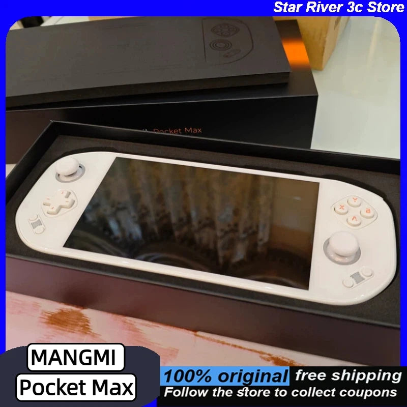 MANGMI Pocket Max Handheld Gaming Console TMR Joysticks Hall Triggers Android 13 8+128GB with 7" 144Hz AMOLED Screen Wifi6+BT5.1