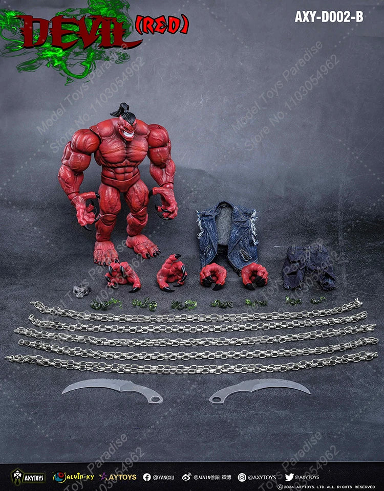 In Stock AXYTOYS AXY-D001-A 1/12 Men Soldier Devil Red Grey Orcs Demon Full Set 6inch Action Figure Collectible Toys Gifts