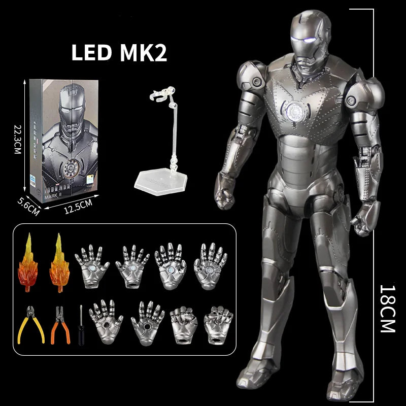 Original Avengers ZD Toy Light version Iron Man Mark3 MK6 Action Figure MK1-7 LED MK85 Suit-up Gantry Adult Collectible toys