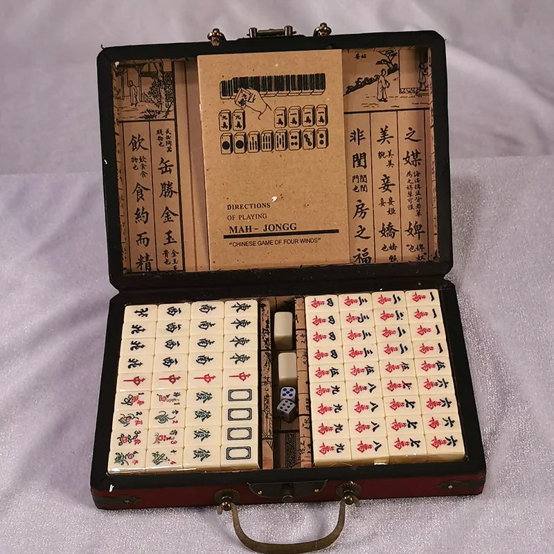 Chinese Culture Mahjong Game Set, Family Game Mahjong With Instructions, Chinese Traditional Mahjong Game With Carrying Bag