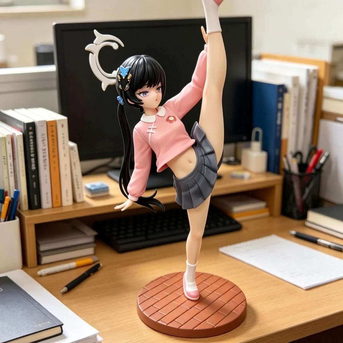 Himari Blue Archive Figure - Data Stream Effect Blue School Uniform Lift your leg 21cm Sexy Movable PVC Collectible Statue Toy