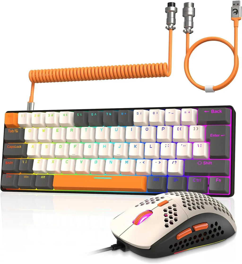 ATTACK SHARK × ZIYOULANG T60 RGB Gaming Mechanical Keyboard and 6400DPI Mouse Combos+Coiled USB C Cable for PC MAC PS5 Xbox