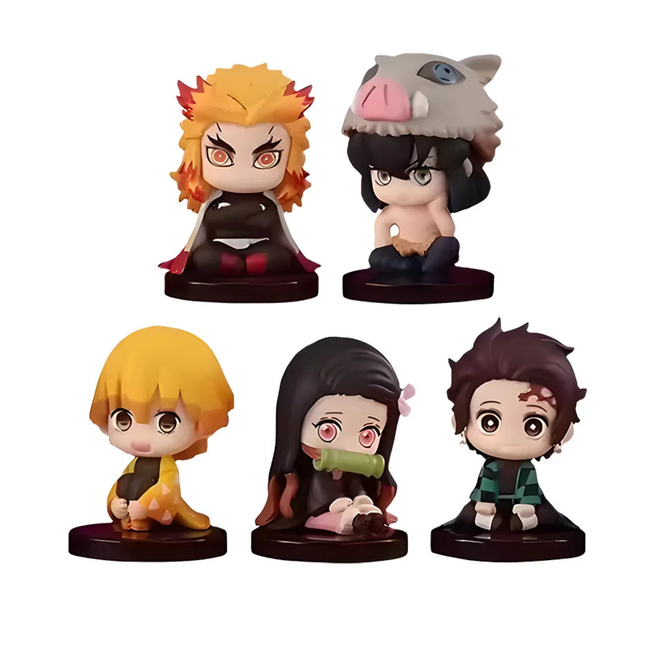Demon Slayer Q Posket Mini Figurines Wholesale Kimetsu No Yaiba PVC Dolls Set of 5/10/12/15 for Desktop Decoration
