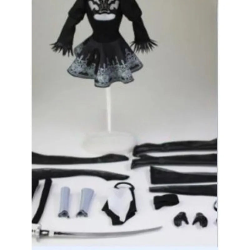 1/6 Neil Mechanical 2B Girl Head Sculpt Ornament Clothes Set Black for 12" Female Soldier Figure Doll Body Accessory