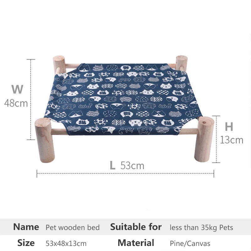 Cat Bed House Outdoor Universal Pet Bed Removable Breathable Pet Hammocks Bed for Cat Small Dog Durable Wood Frame Canvas Beds