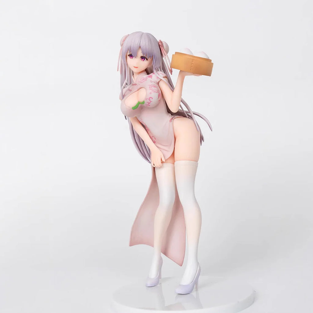 UC Miko's Original Character "Momo Man Jiang" Peach Bun Girl Qipao Standing Figure - PVC Collectible Model Boxed