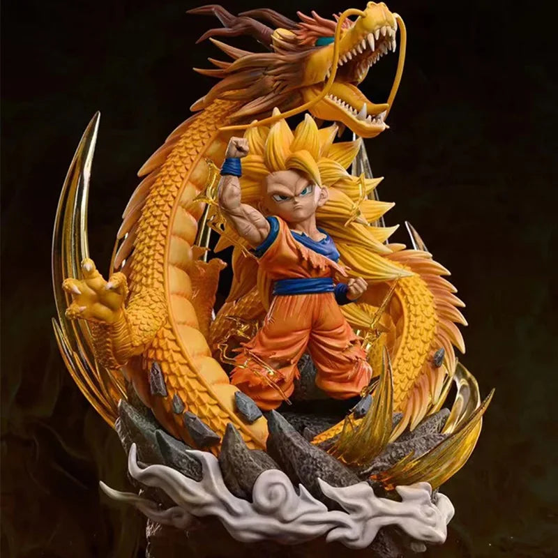 Q версия Dragon Ball Z фигурка SSJ3 Goku екшън фигурки Dragon Fist Explosion 14CM PVC GK статуя колекционерски модели играчки