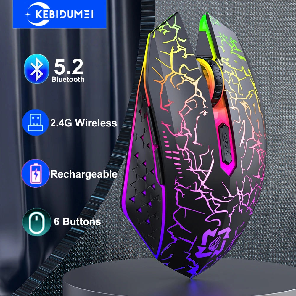RGB-Farbe 2,4G Drahtlose Maus Bluetooth 5.2 Maus Dual Modus Gaming Maus Wiederaufladbare Stille Mäuse Für PC Laptop Tablet MacBook