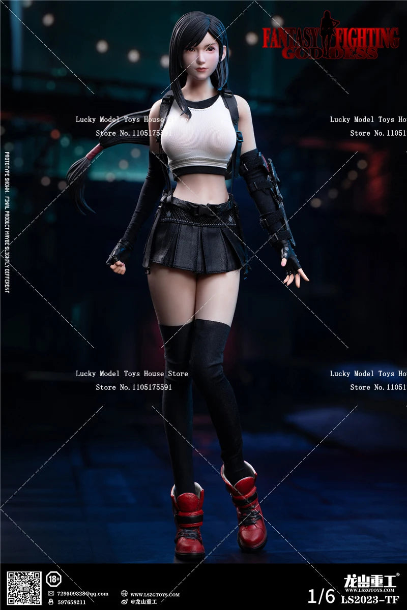 LS2023-TF 1/6 Fighting Goddess Tifa Action Figure Magic Fiction Fantasy Beauty Girl 12inch Soldier Model Doll Collection