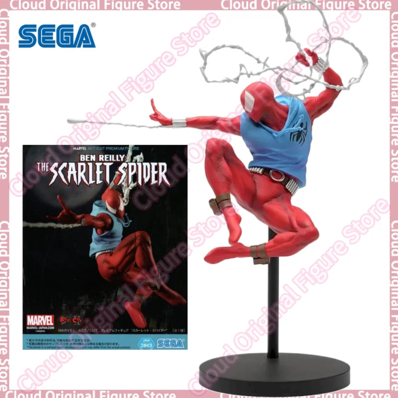 In Stock 100% Original SEGA ACT CUT SCARLET SPIDER SPIDER-MAN Decoration Figure Action PVC 18cm Model Collection Hobby