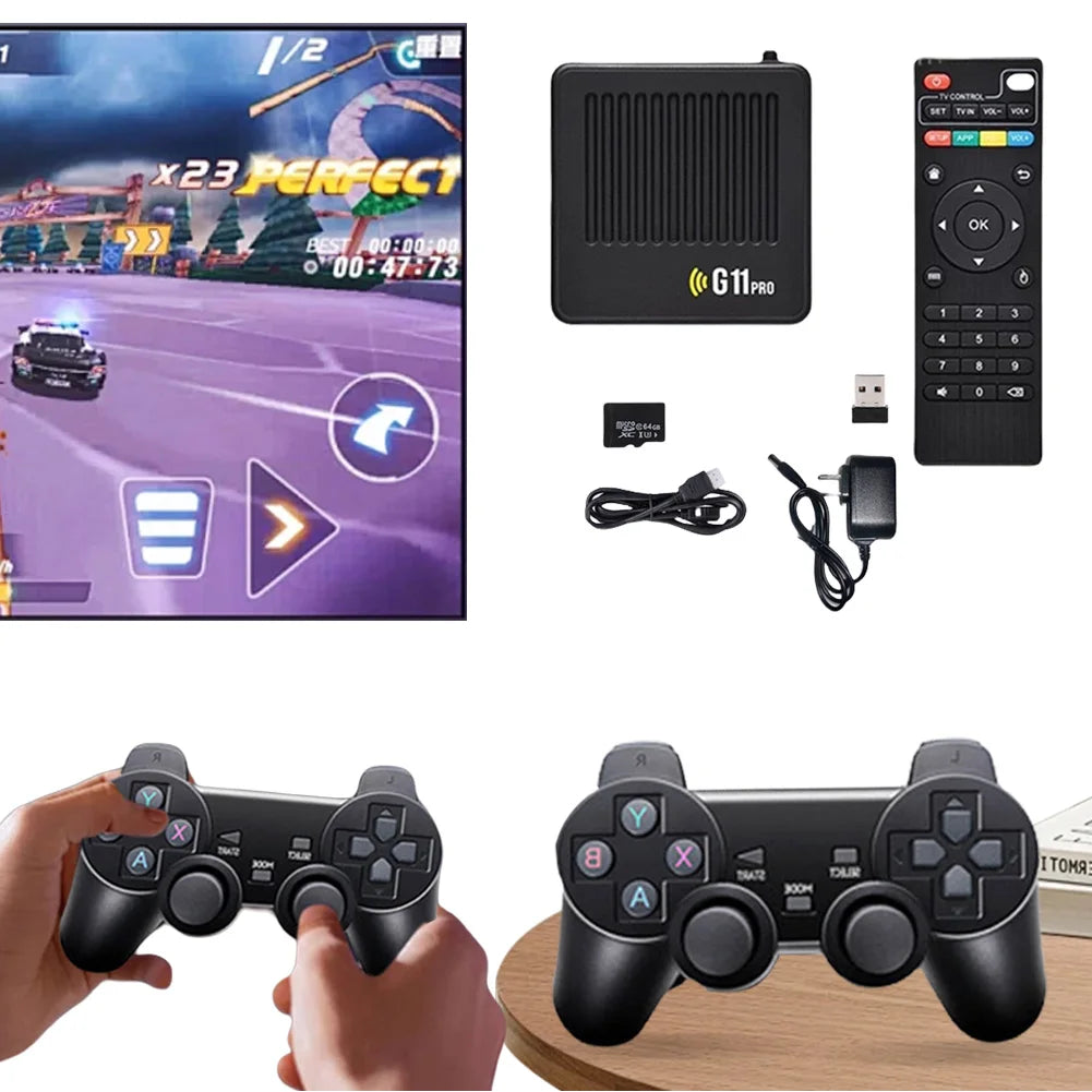 G11 Pro Video Game Box Built in 10000+ Retro Games Ultra Low Latency 4K HDMI-Compatible Output with 2.4G Wireless Dual Gamepad