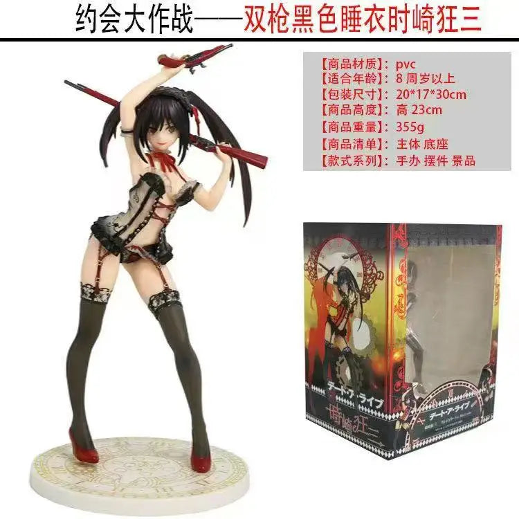 2025 New Date A Live Ii Kurumi Tokisaki Black Lingerie Ver H24cm 1/7 Figure Anime Model Toys Collection Gifts