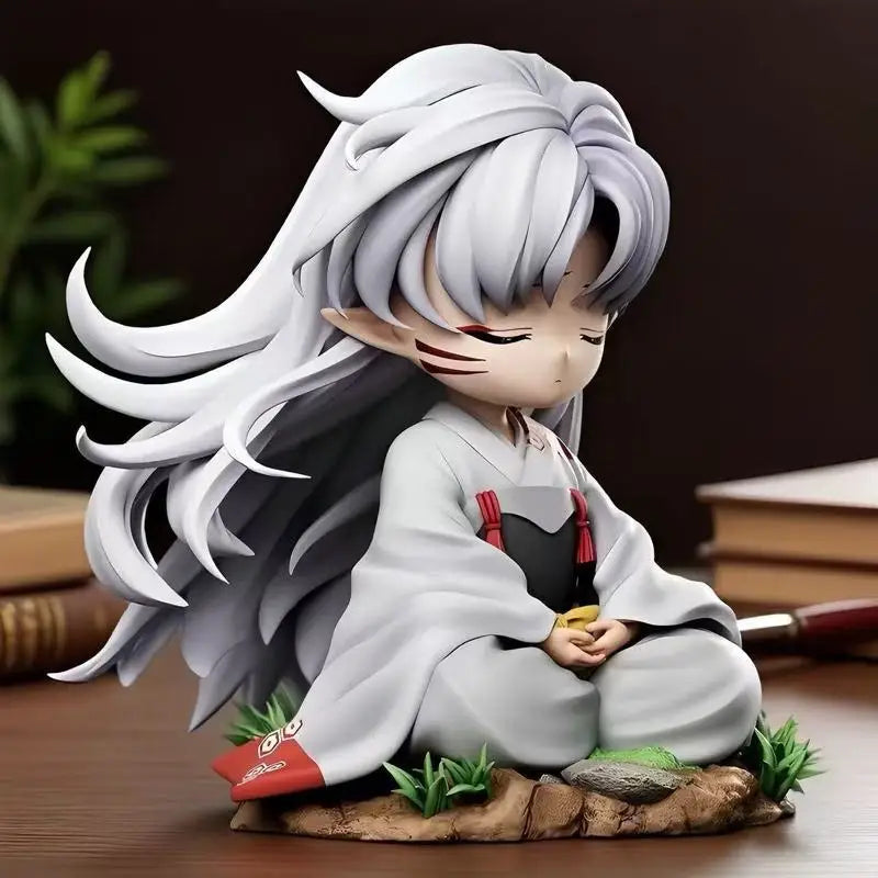 Anime Q Version Sitting Posture Inuyasha Nomi Childhood Sesshoumaru Action Figurine Gk Model Creative Ornament Desktop Toy Gift