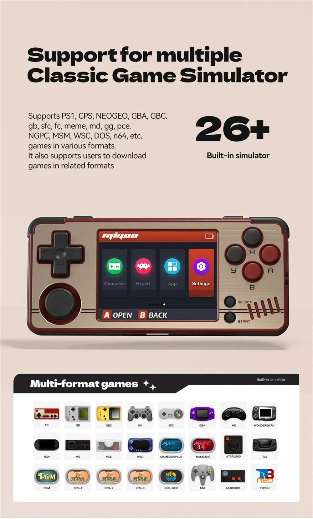 Retro Game Console Portable Handheld MIYOO A30 Portable Handheld Retro Game Open Source Linux System 2.8 IPS HD Screen WIFI