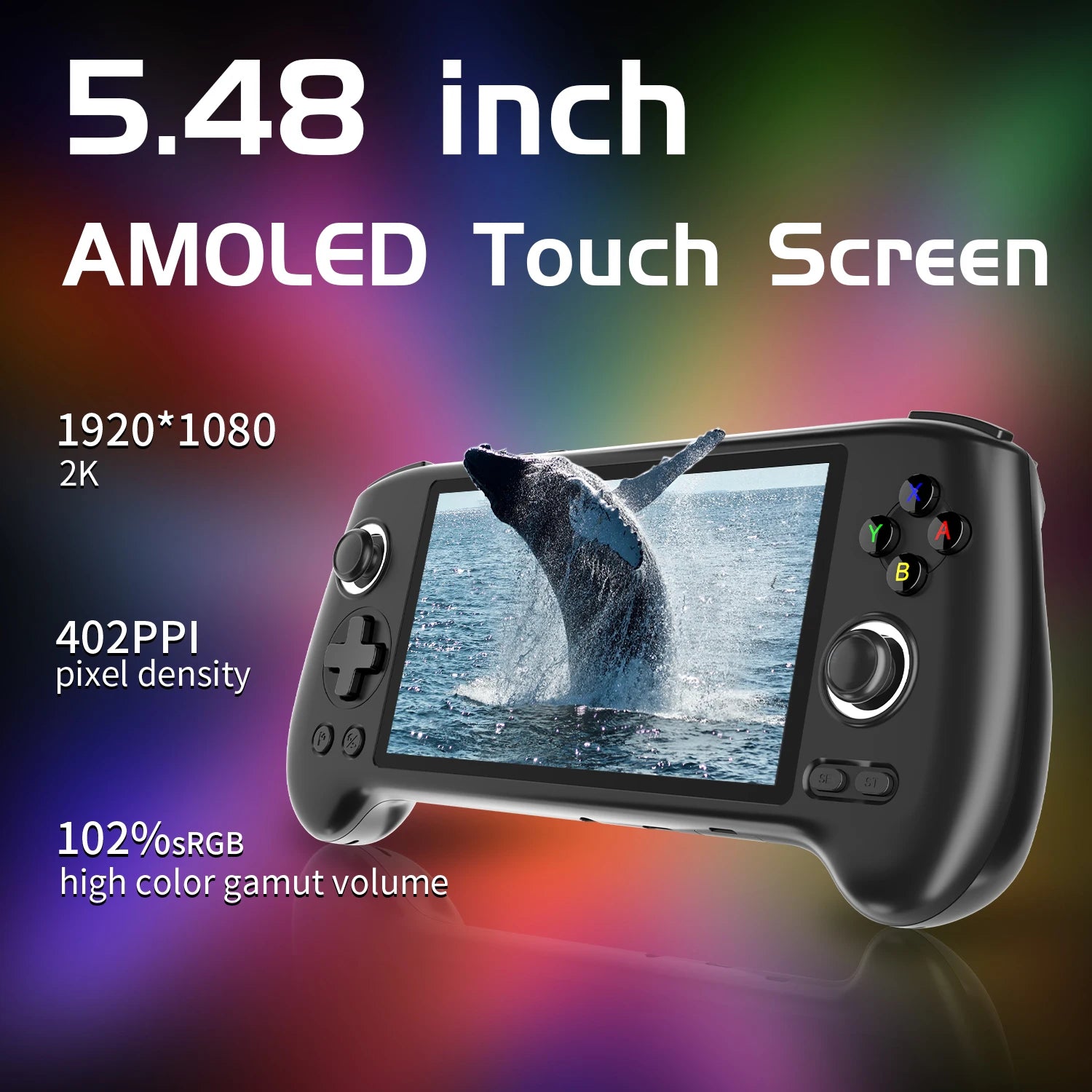 Retro Gaming Console RG556 Android 13 OS 5.48-inch AMOLED display 5500mAh battery WiFi, Bluetooth, wireless connectivity Retro v