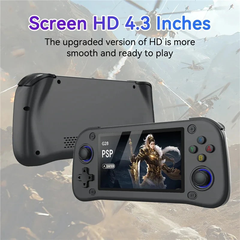 NEW G28 Retro Handheld Game Console Joystick 4.3 Inch HD IPS Screen Portable Pocket Video Player R36s 64GB 128GB Games Kid Gift