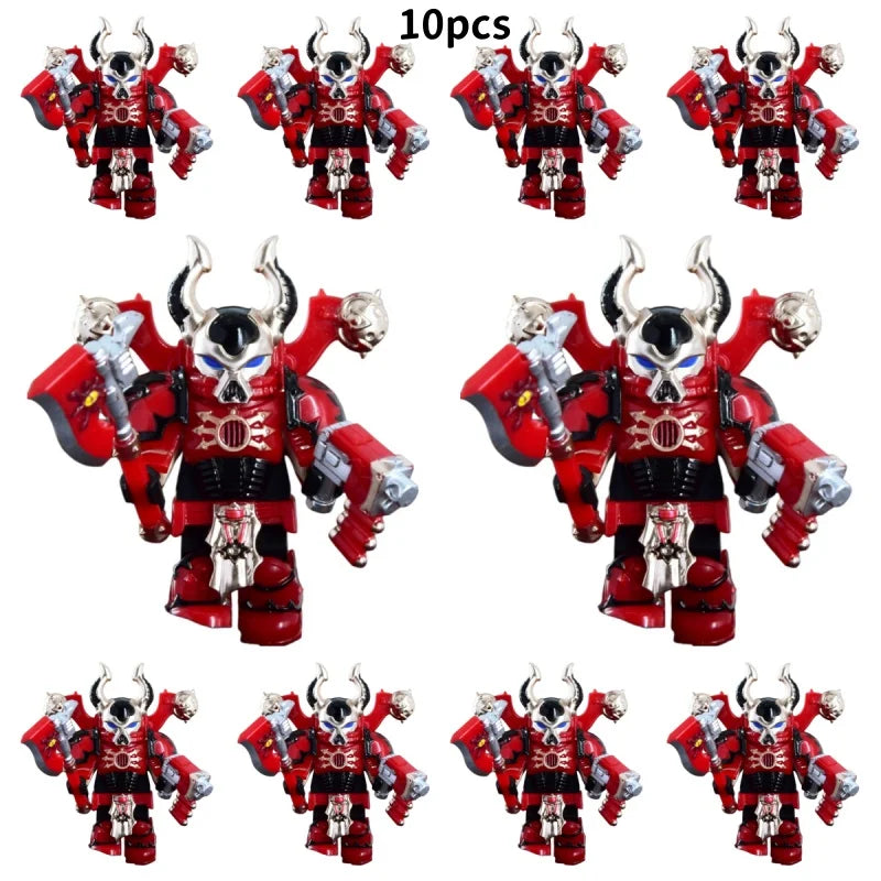 Warhammer 40k Chaos Space Marine Action Figure - Black Legion, Green Eye Lens, Spiked Armor, Combi-Bolter, Collectible Miniature
